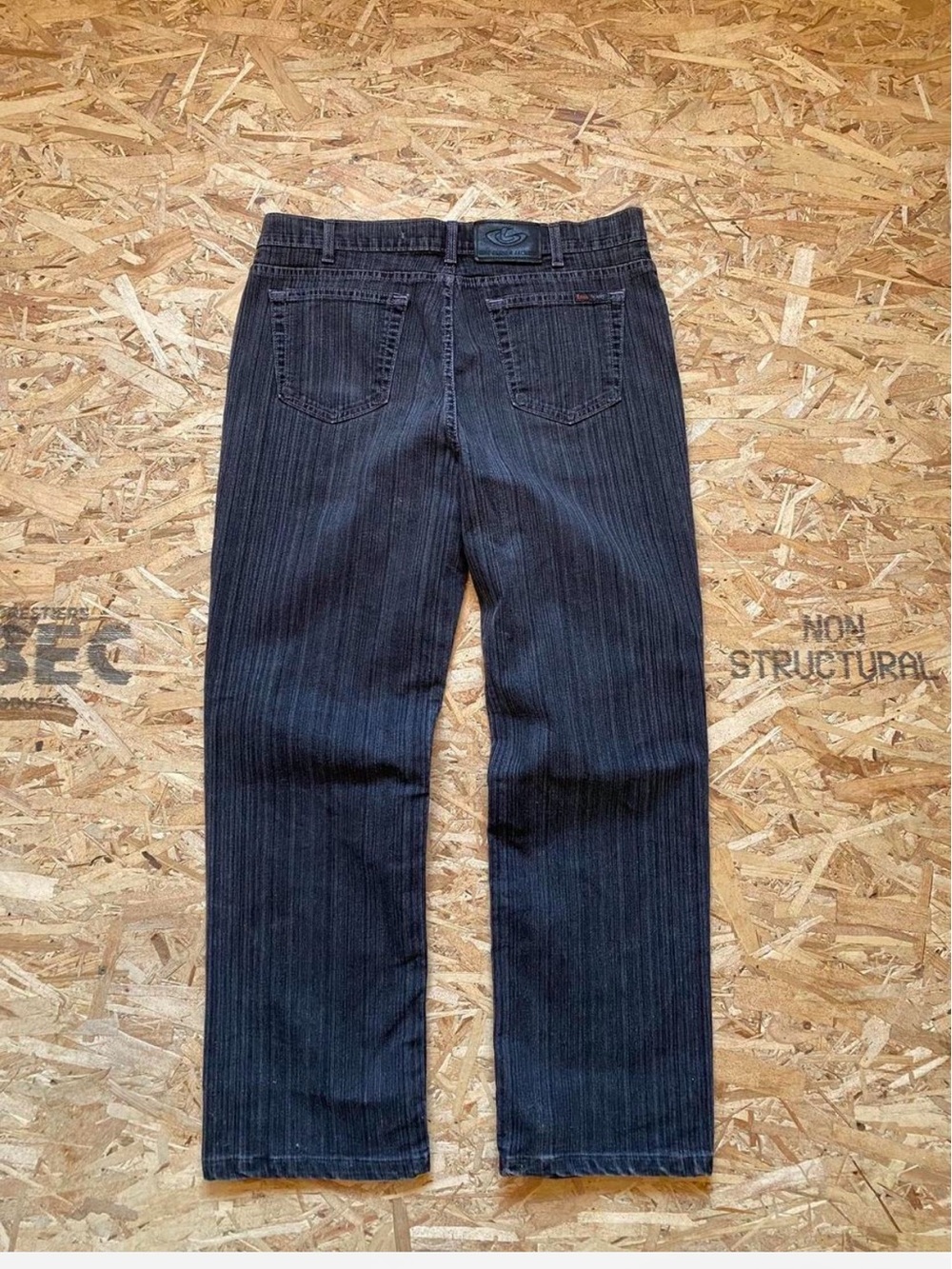 Men's Loi’s Relaxed Pinstripe Jeans - Dark Grey